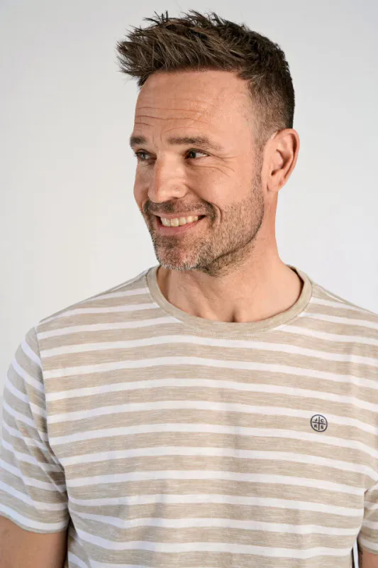 JACK´S Striped T-shirt 3-400108 - Sand/Hvite