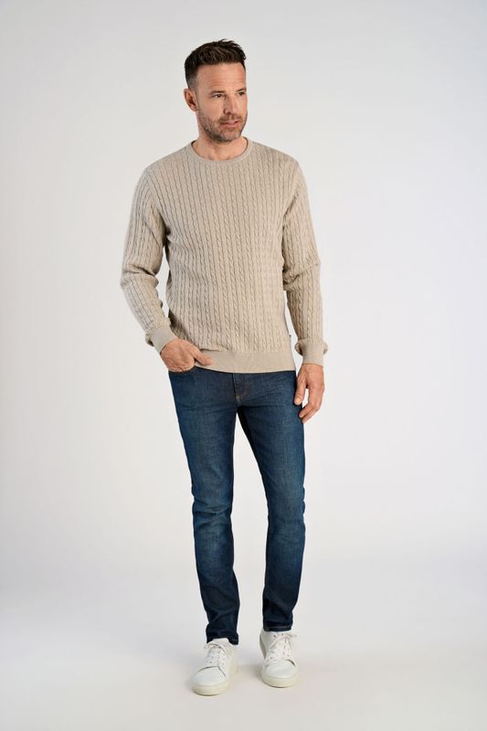 Jack´s O-neck Kable Knit 3-82118 - Faded Sand Mel