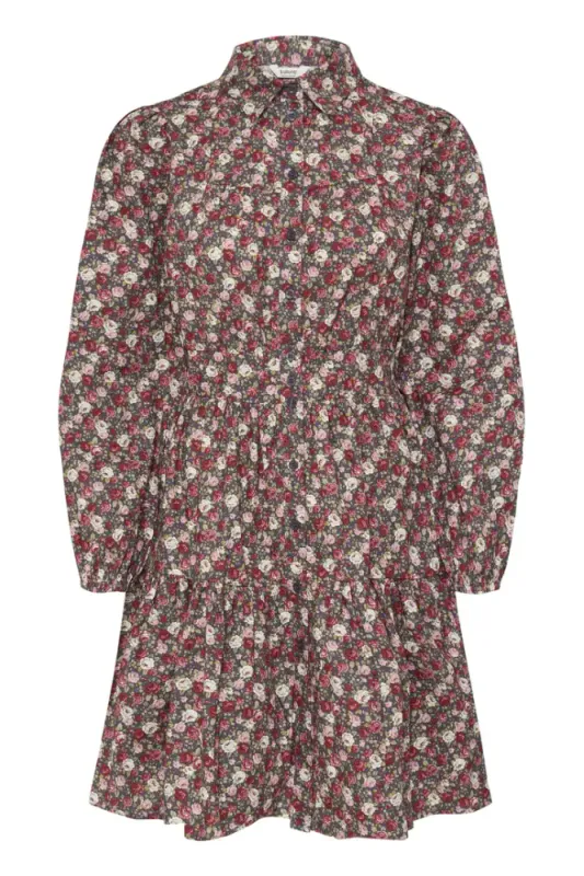 BYFornord Dress 20819679 - Grey/ Red Roses 900013750
