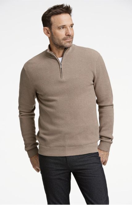 Hovedbilde Jack`s Zip Neck Knit 3-831055 - Sand Melange