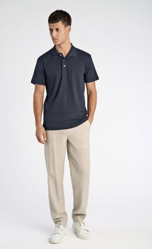 Hovedbilde Lindbergh Jacquard Polo Shirt 30-404115 - Navy Blue